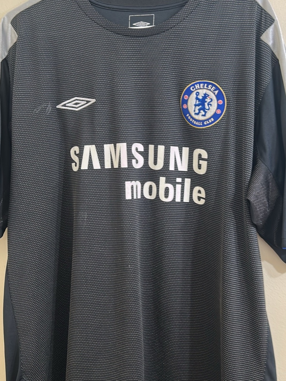Umbro Black Kids Chelsea FC Soccer Jersey with White Samsung Logo